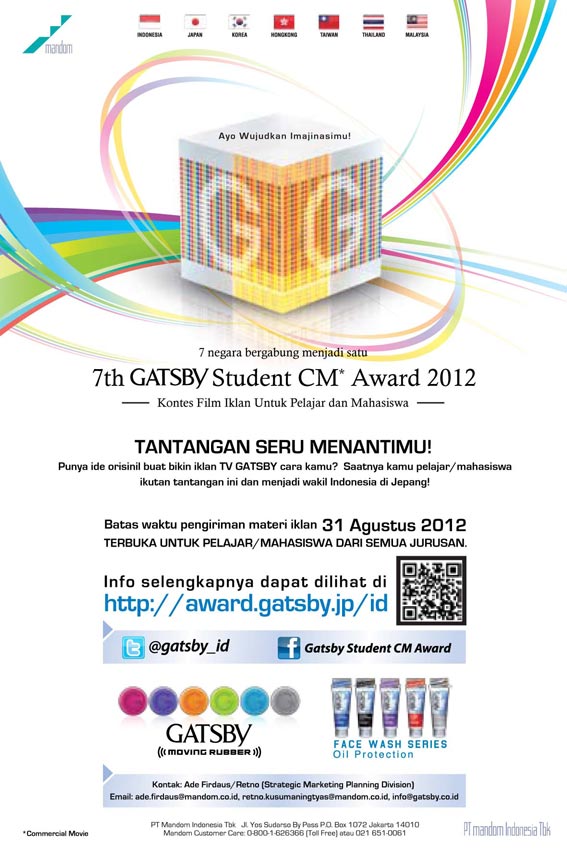 Info Kompetisi “GATSBY Commercial Movie” Award