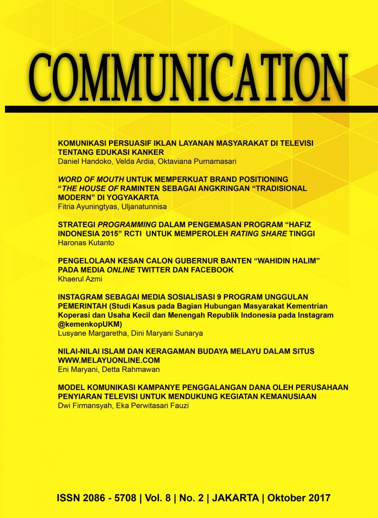Jurnal Communication Vol. 8 No. 2